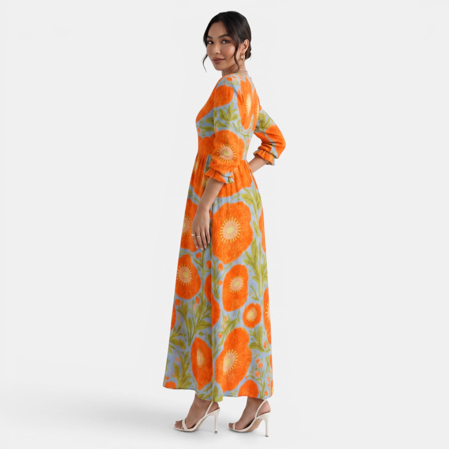 Printed Linen Maxi Dress