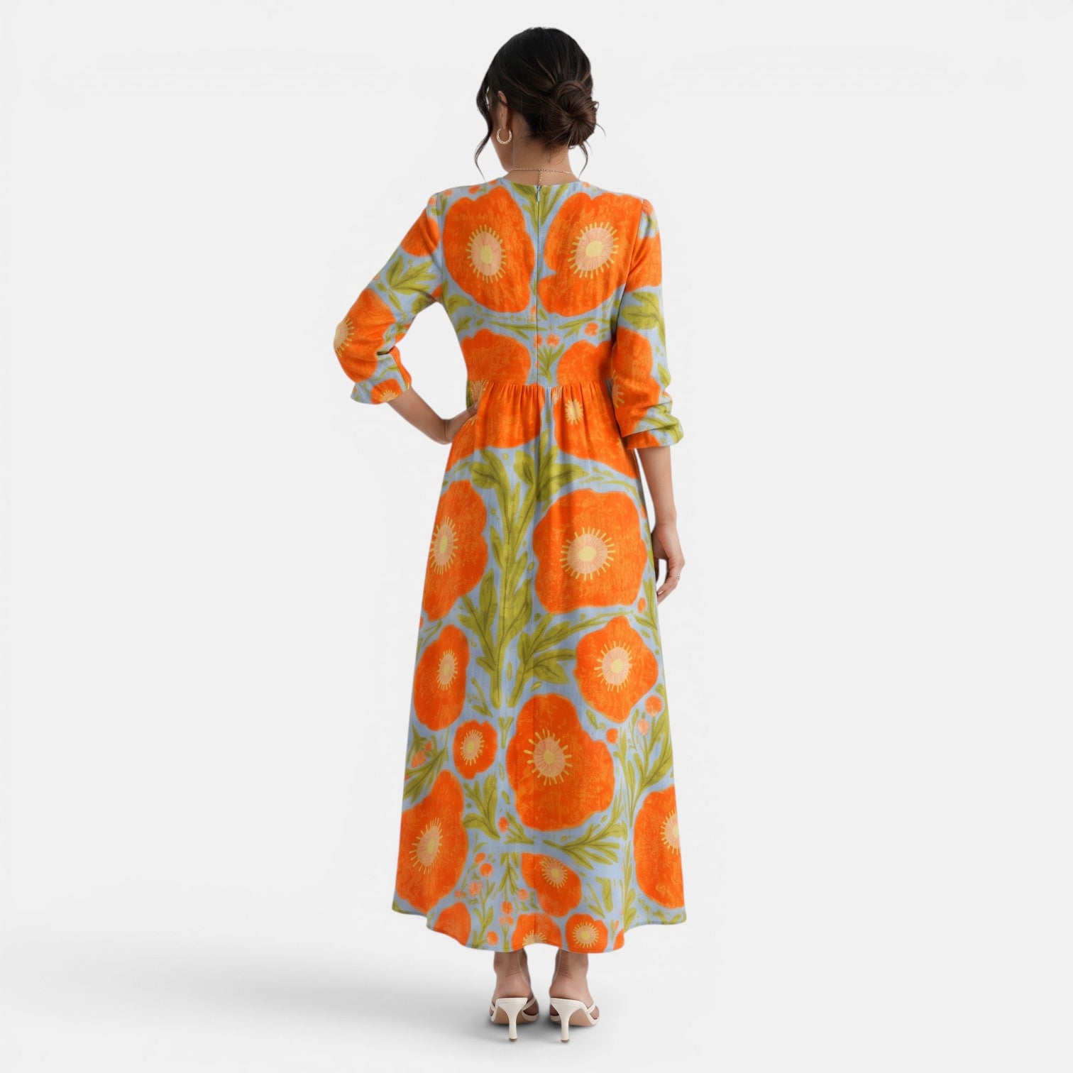 Printed Linen Maxi Dress