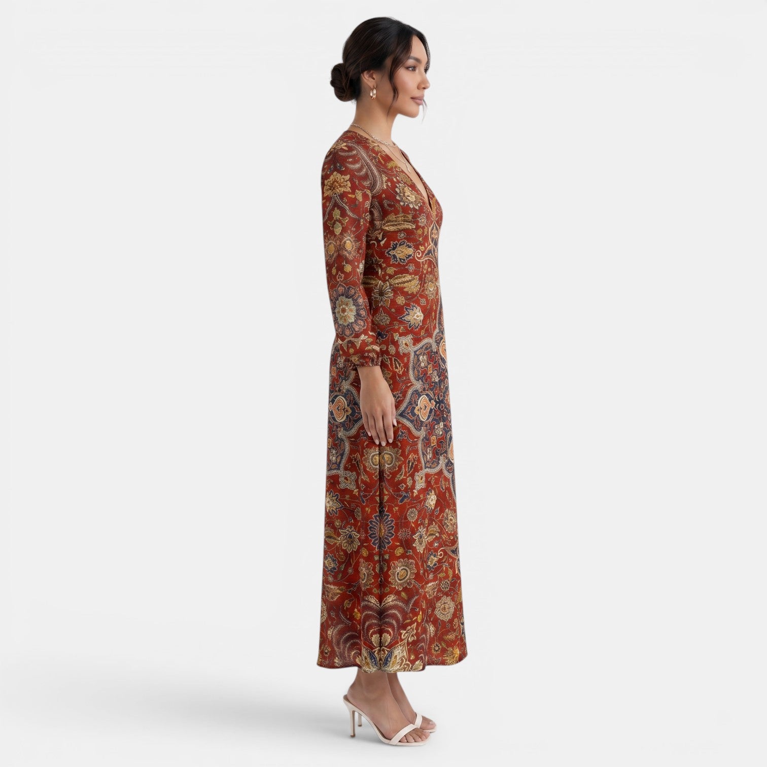 Printed Linen Maxi Dress