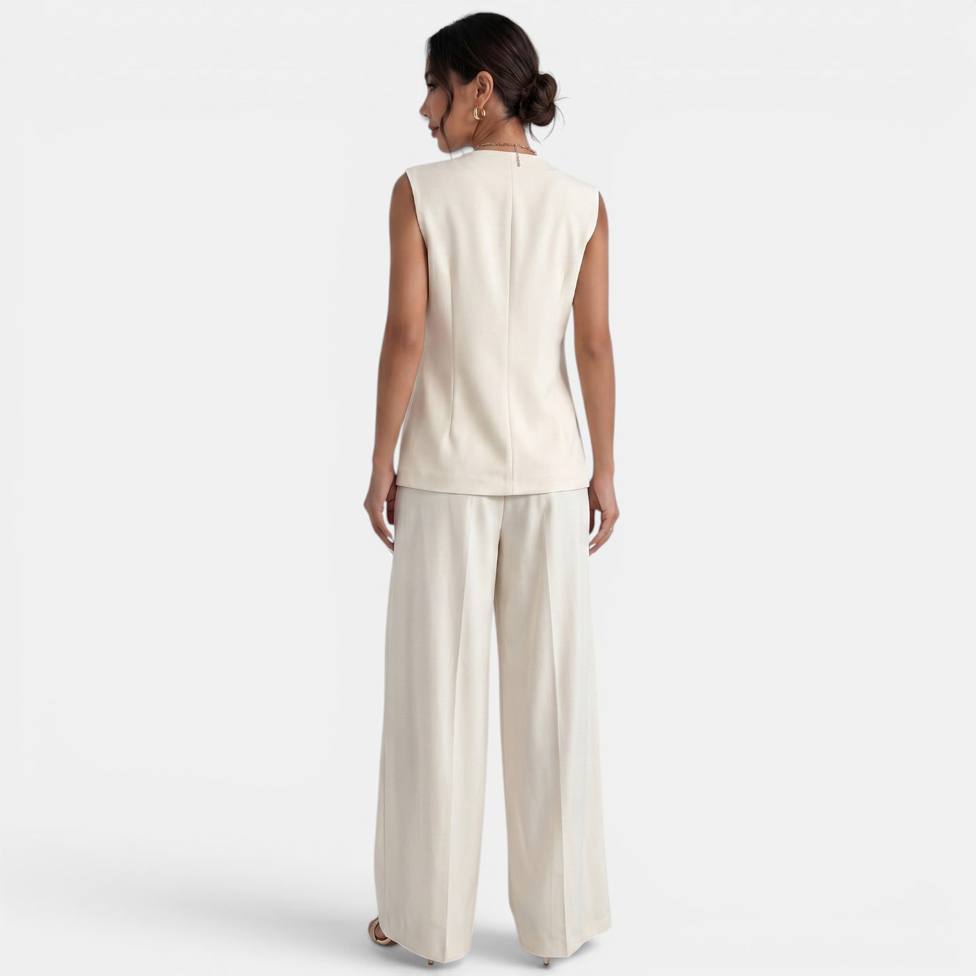 Women's Beige Vest Set