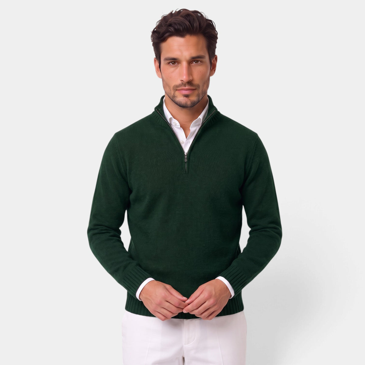 Jersey Hombre de Cachemira Media Cremallera