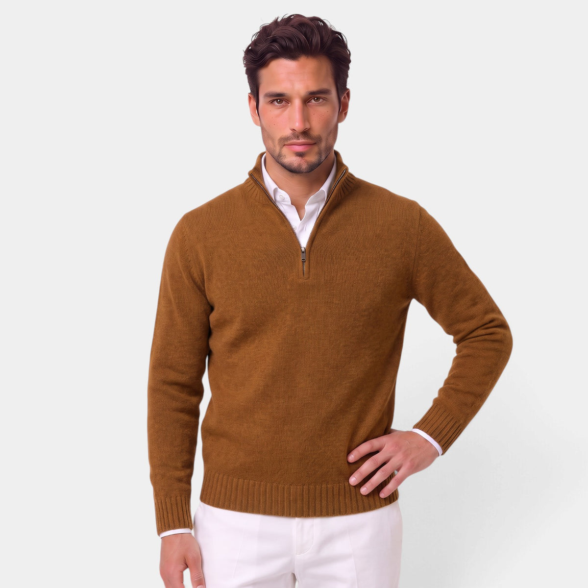 Jersey Hombre de Cachemira Media Cremallera