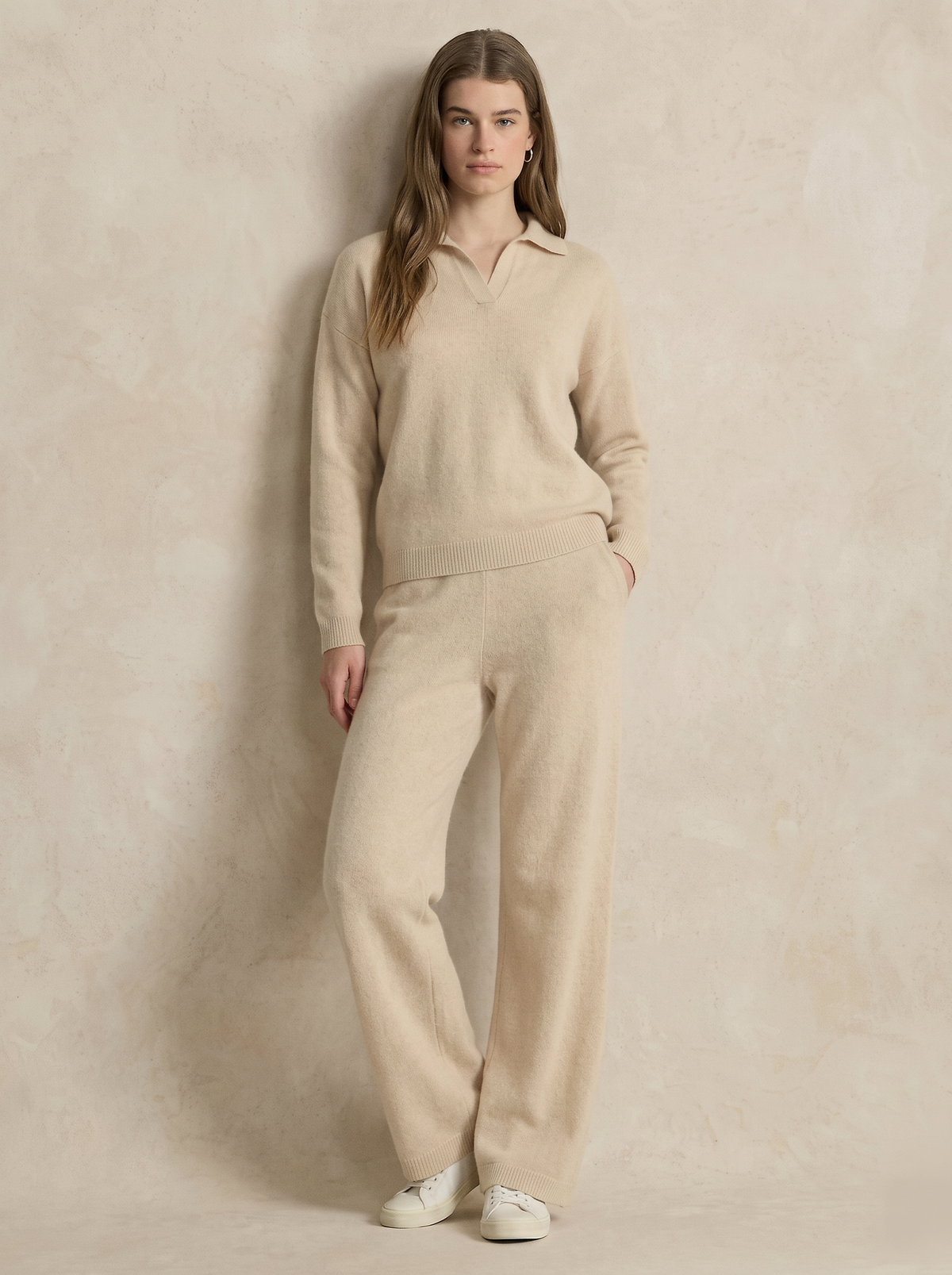 Women's Knitted Polo and Harem Pants Set