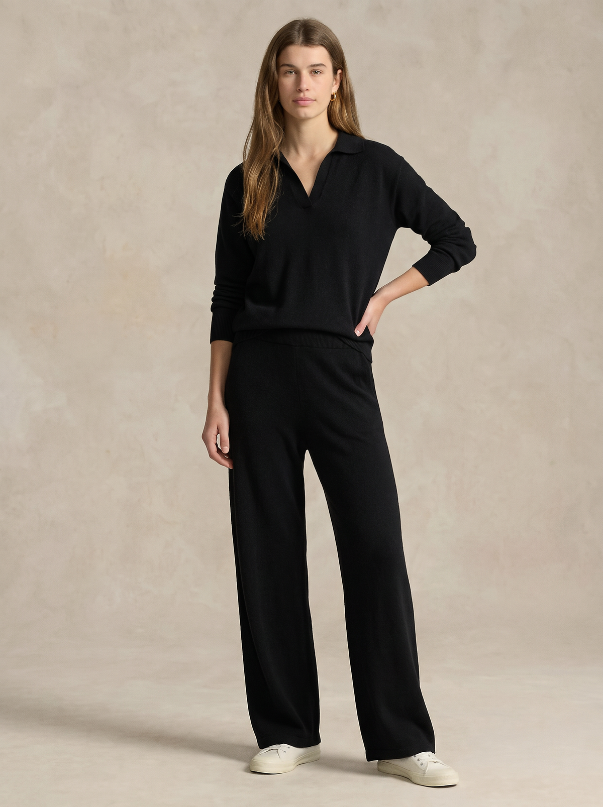 Women's Knitted Polo and Harem Pants Set