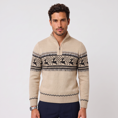 Jersey Navideño Hombre Fair Isle Media Cremallera