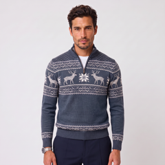 Jersey Navideño Hombre Fair Isle Media Cremallera