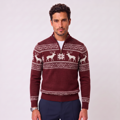 Jersey Navideño Hombre Fair Isle Media Cremallera