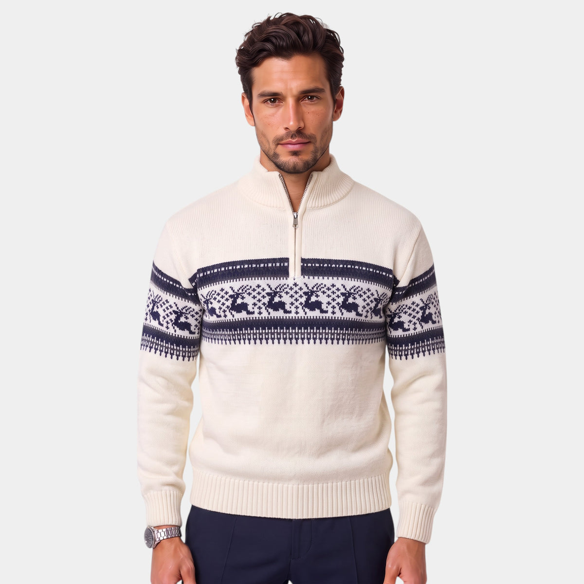 Jersey Navideño Hombre Punto Cuello Alto