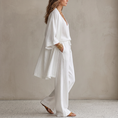 Women's Three-Piece Open Vest and Wide-Leg Pants Set