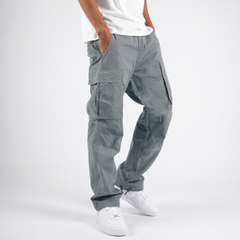 Pantalón Cargo Hombre Negro Algodón Corte Relajado