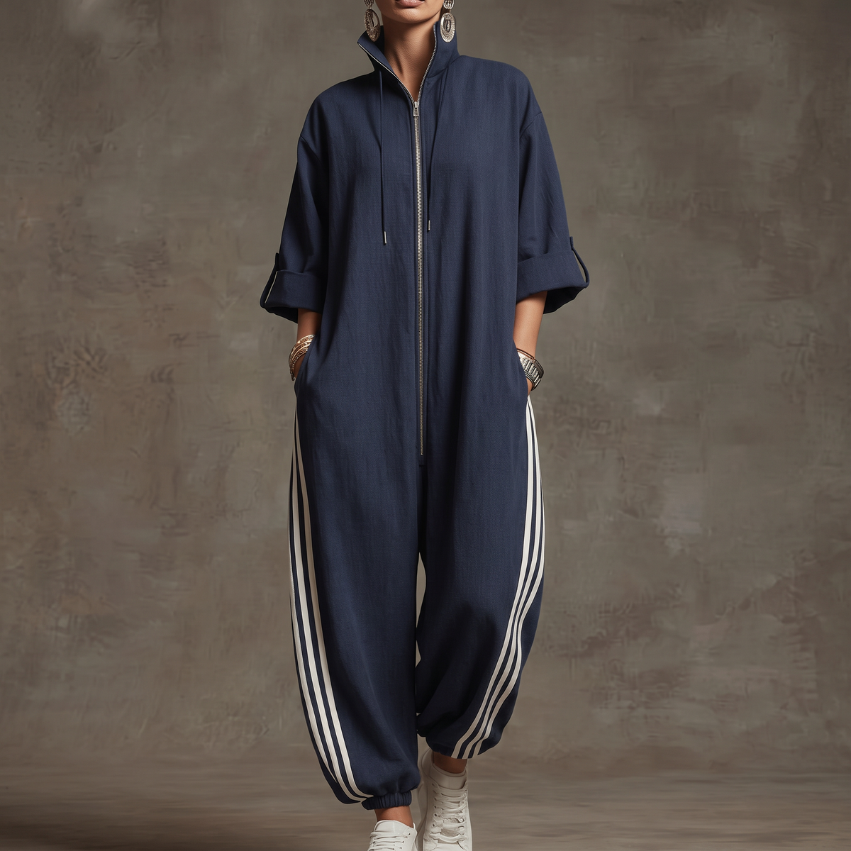 Mono Mujer Elegante de Manga Larga con Cremallera