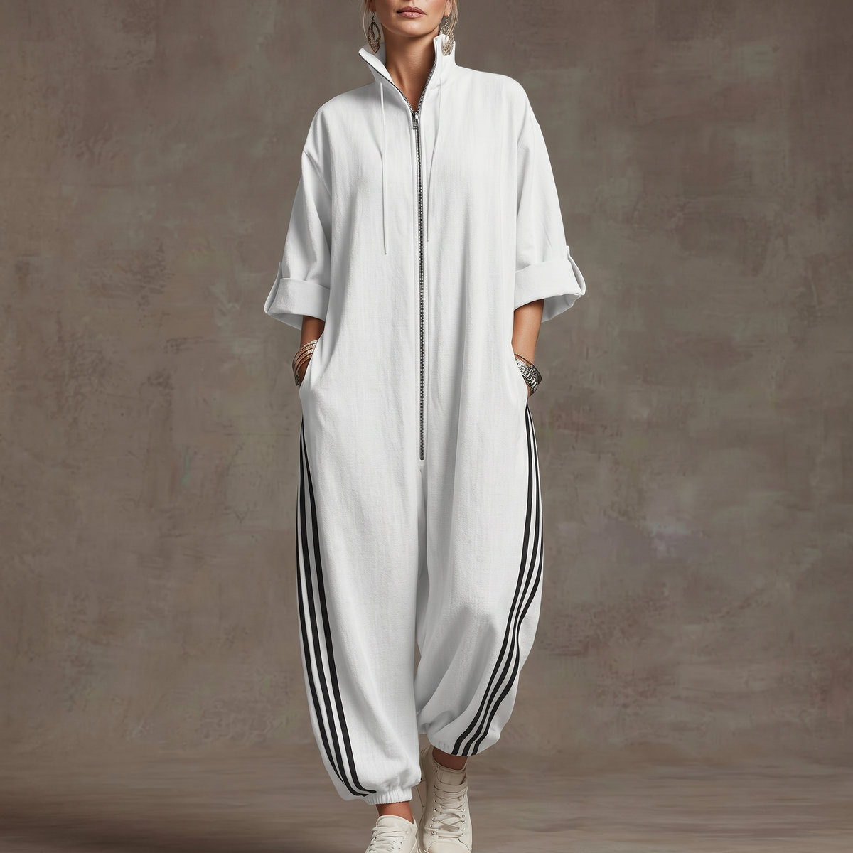 Mono Mujer Elegante de Manga Larga con Cremallera