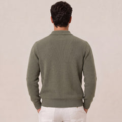 Men's Wool Blend Collared Cardigan Sweater