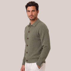 Men's Wool Blend Collared Cardigan Sweater