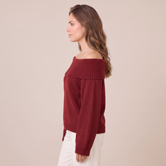 Women's Relaxed Knit Off-the-Shoulder Sweater - Slouchy Pullover