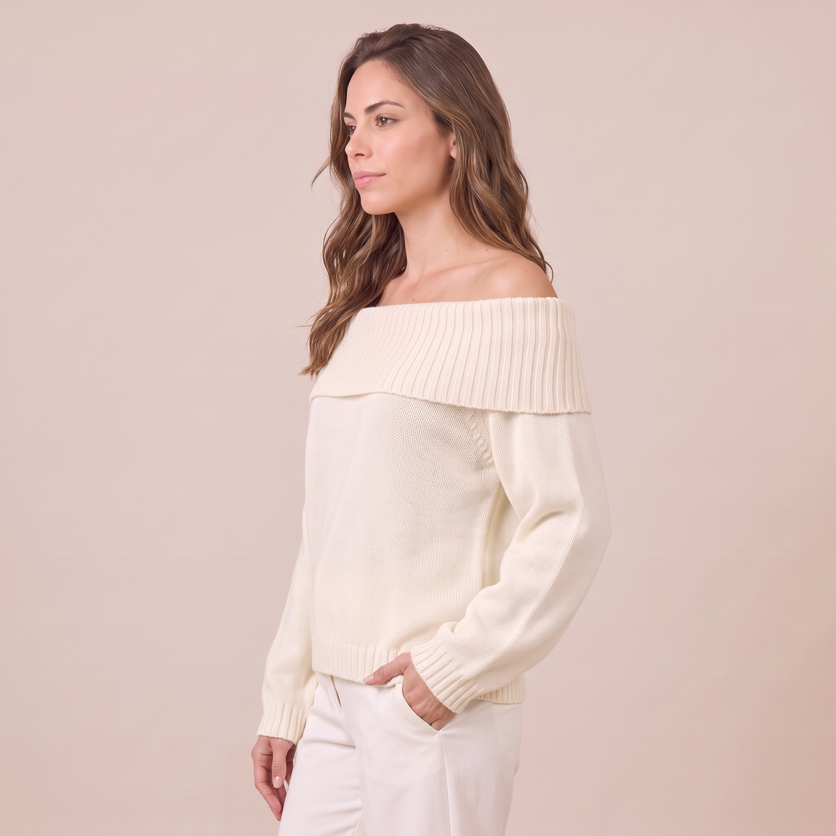 Women's Relaxed Knit Off-the-Shoulder Sweater - Slouchy Pullover