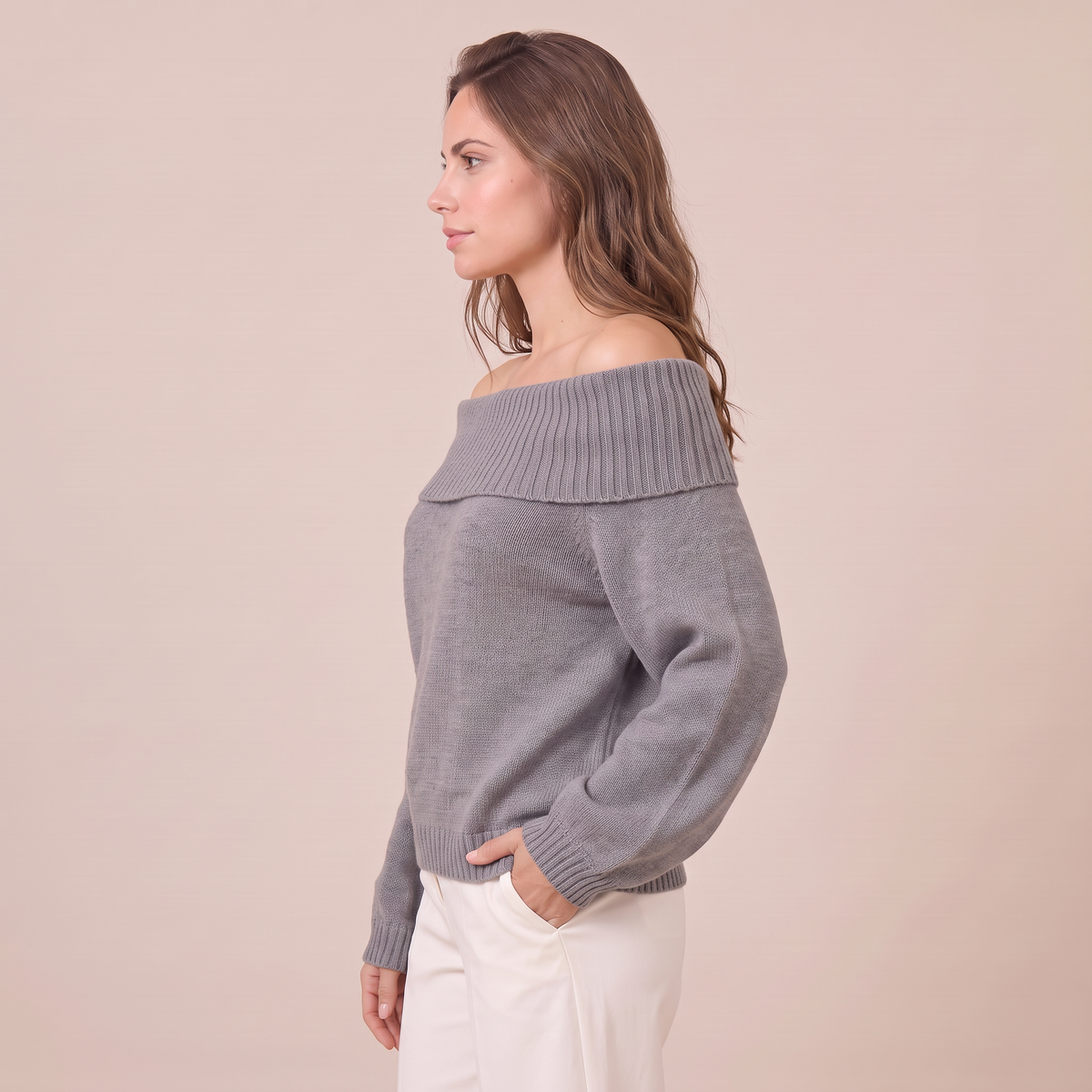 Women's Relaxed Knit Off-the-Shoulder Sweater - Slouchy Pullover