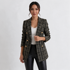 Abrigo Blazer Mujer Doble Botonadura Estampado
