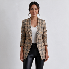 Abrigo Blazer Mujer Doble Botonadura Estampado
