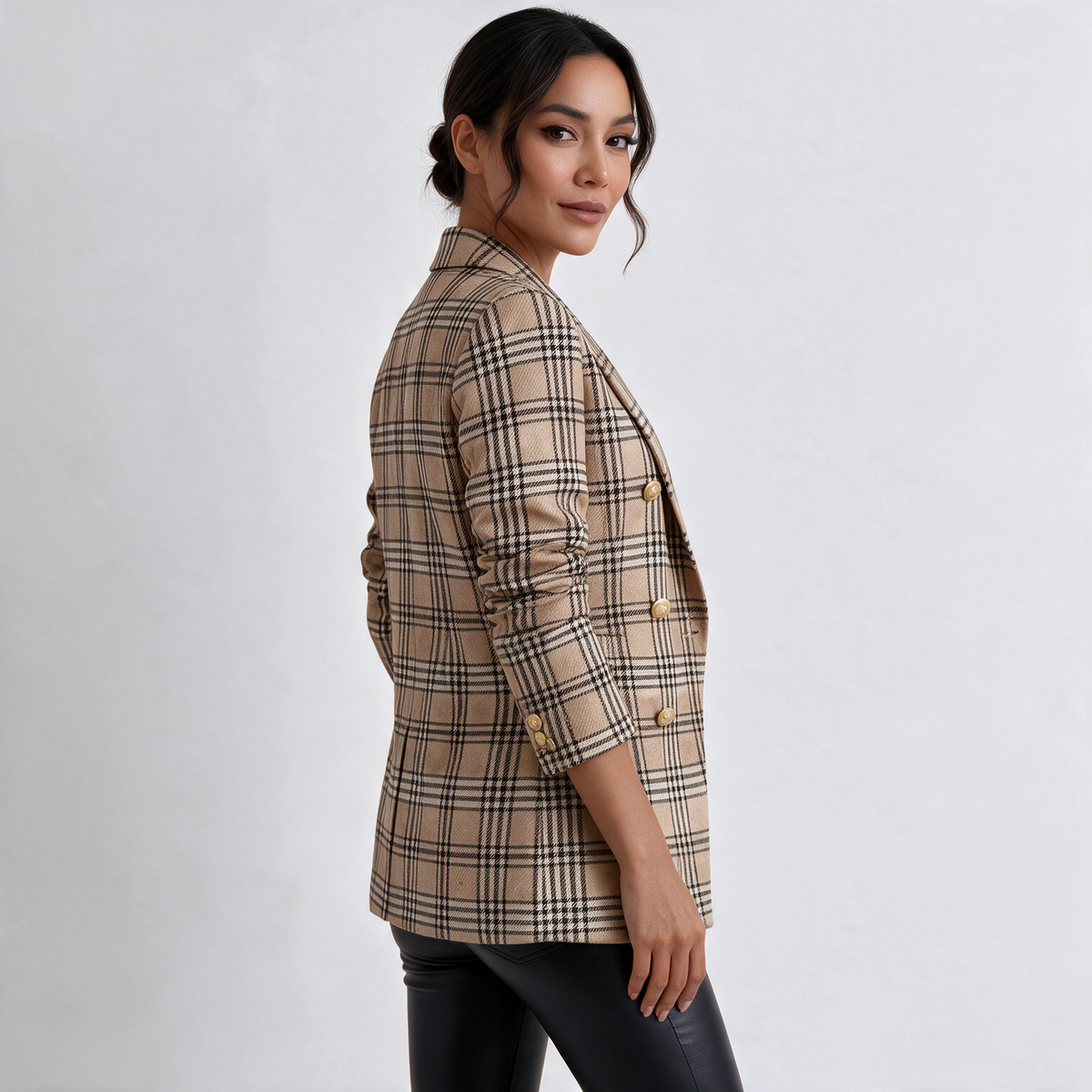 Abrigo Blazer Mujer Doble Botonadura Estampado