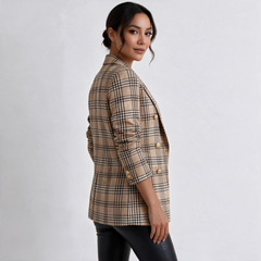 Abrigo Blazer Mujer Doble Botonadura Estampado