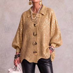 Cárdigan Mujer Oversize con Botones Metálicos