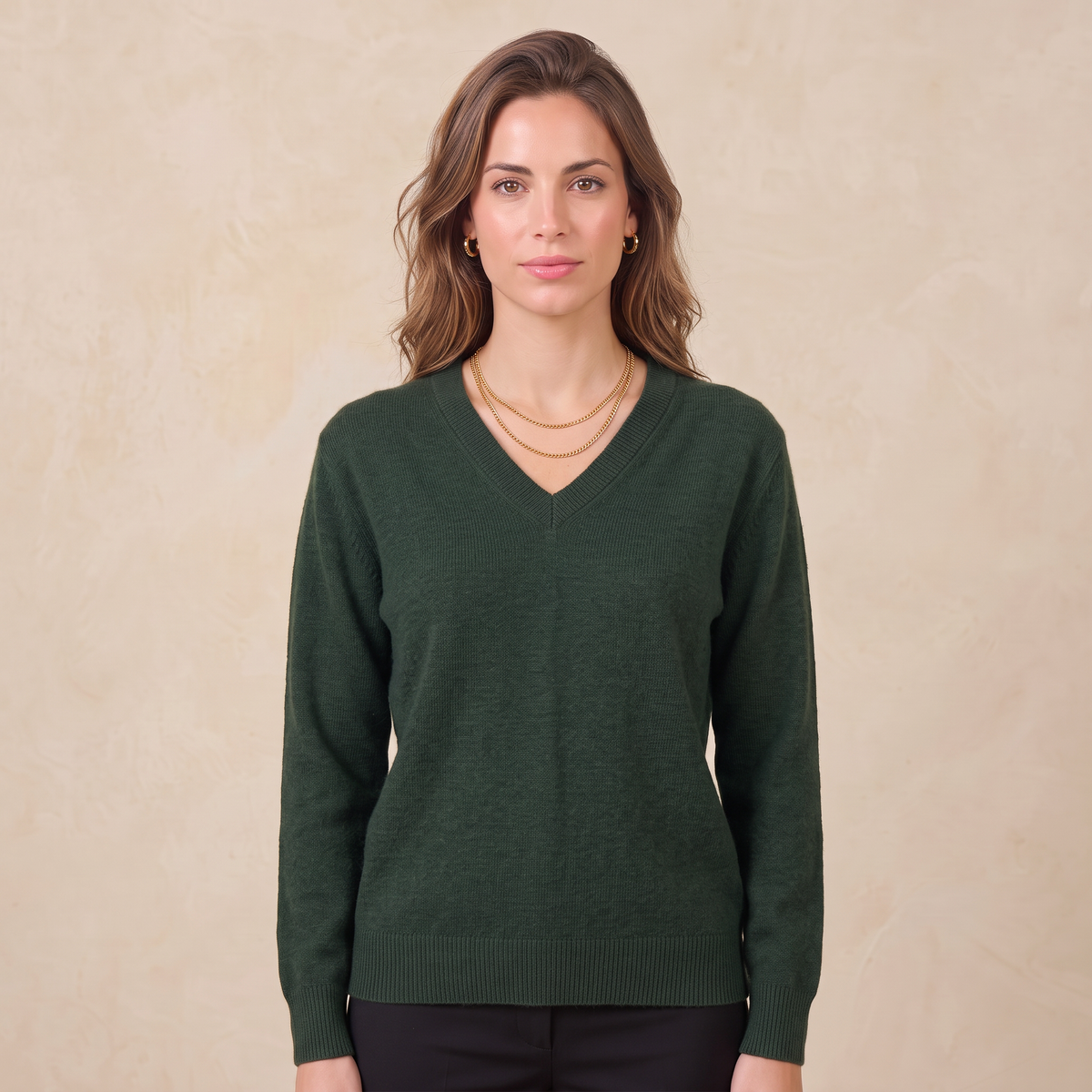 Jersey de Cashmere Mujer con Cuello Pico