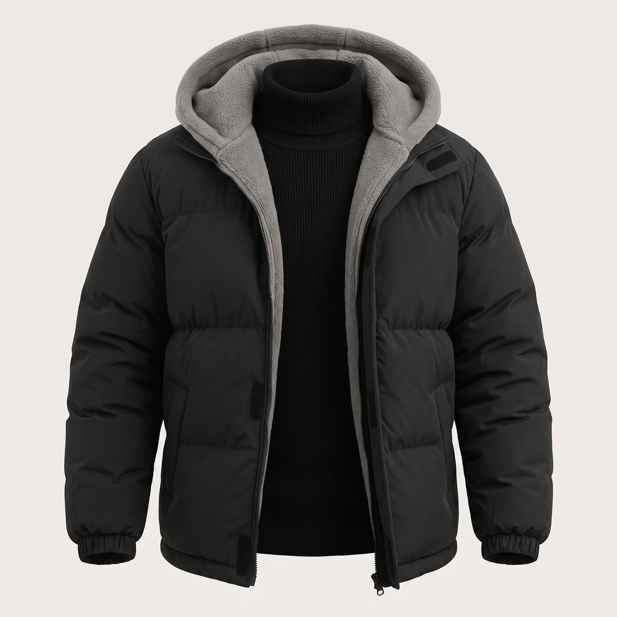 Men's Rugged Warm Puffer Jacket - Quilted Winter Coat