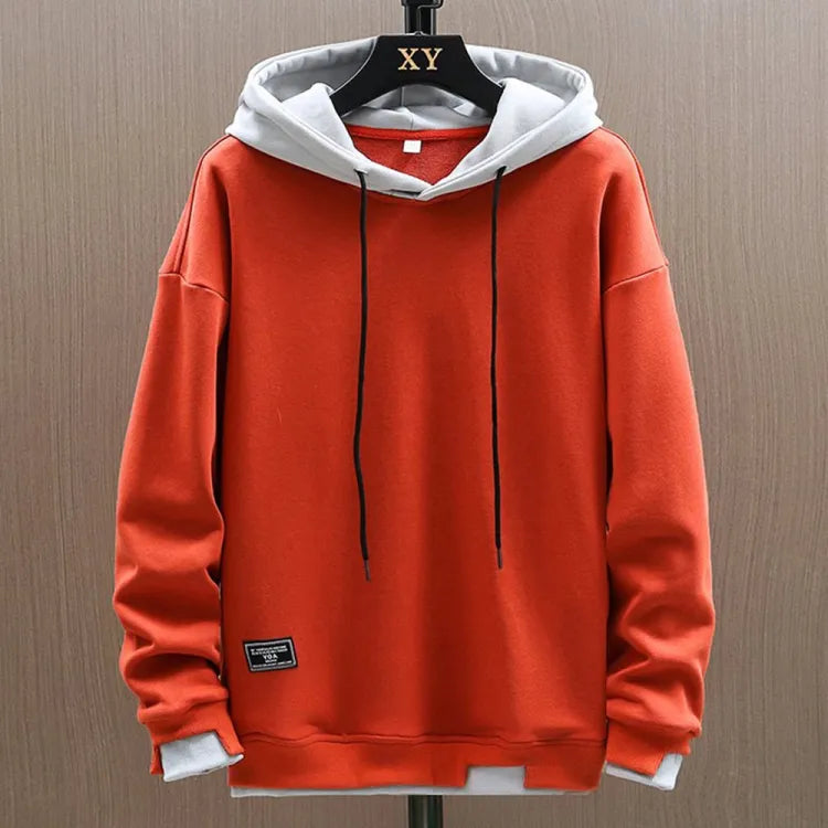 Sudadera Hombre Bicolor con Capucha y Cordón Ajustable
