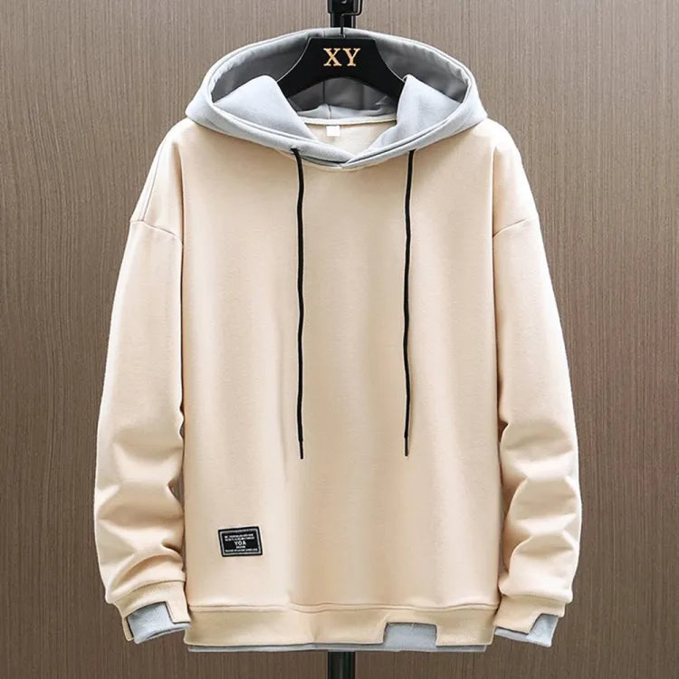 Sudadera Hombre Bicolor con Capucha y Cordón Ajustable