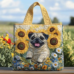 Women's Handmade Quilted Tote Bag - Dog, Cat and Floral Prints