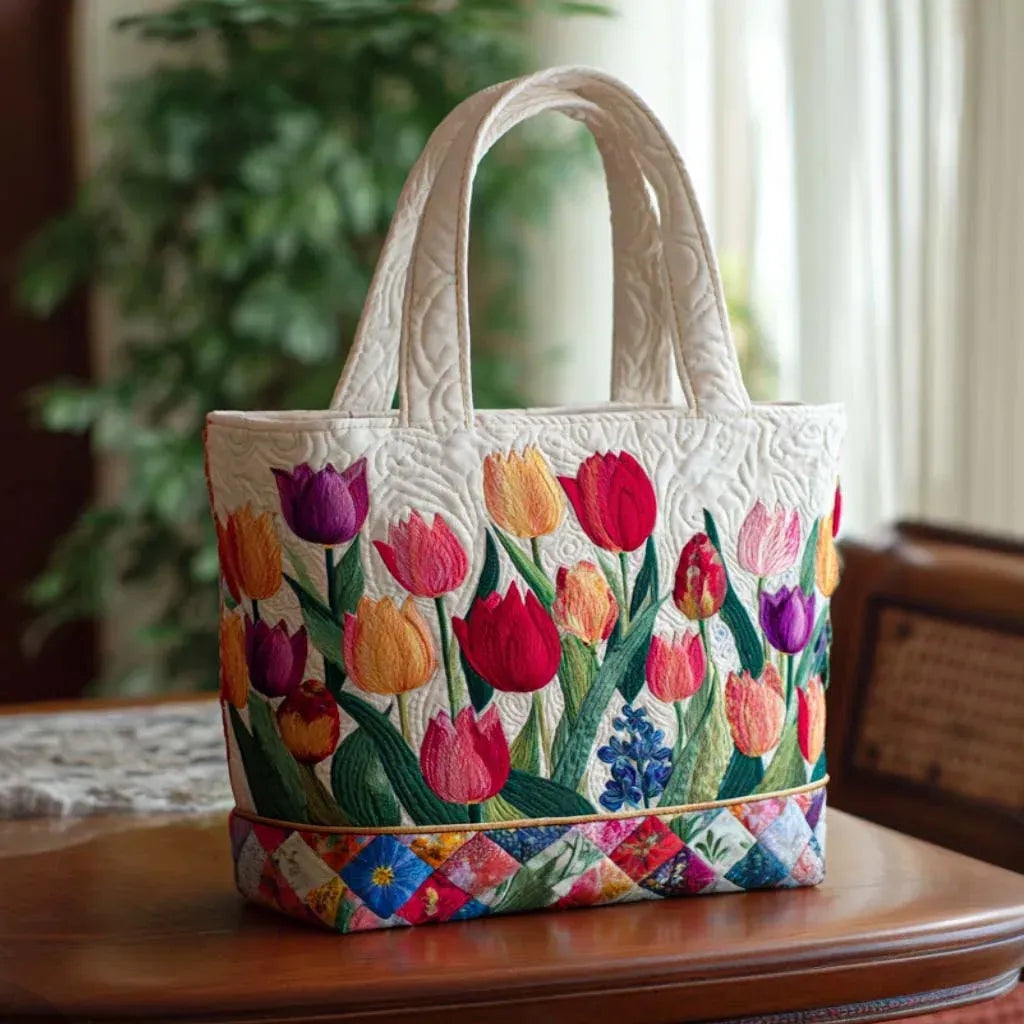 Women's Handmade Quilted Tote Bag - Dog, Cat and Floral Prints