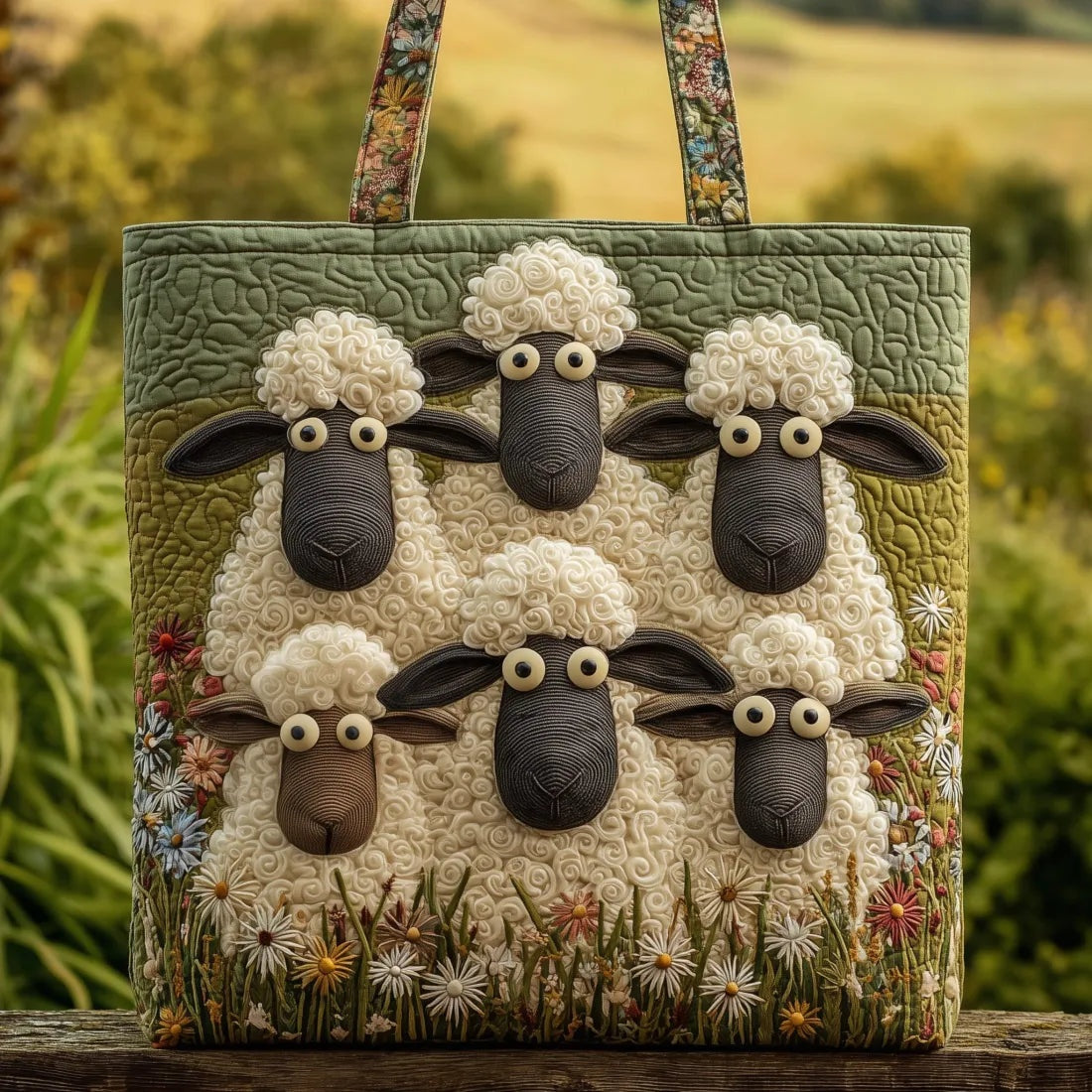 Women's Handmade Quilted Tote Bag - Dog, Cat and Floral Prints