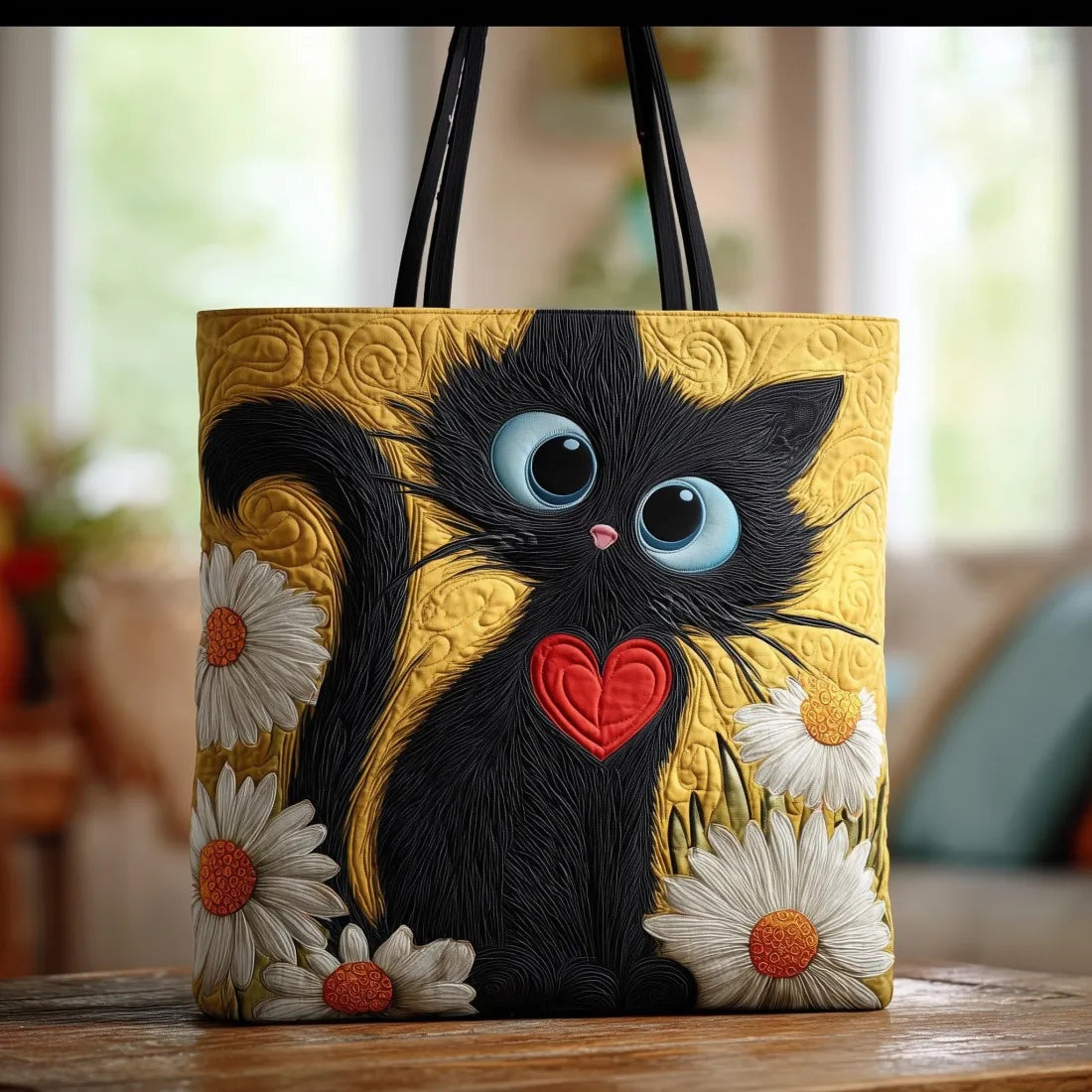 Women's Handmade Quilted Tote Bag - Dog, Cat and Floral Prints