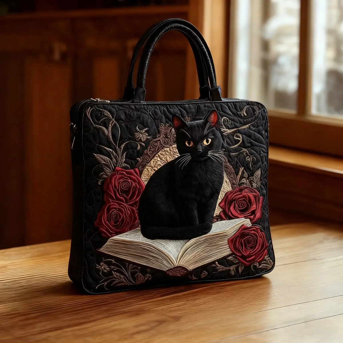 Women's Handmade Quilted Tote Bag - Dog, Cat and Floral Prints