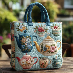 Women's Handmade Quilted Tote Bag - Dog, Cat and Floral Prints