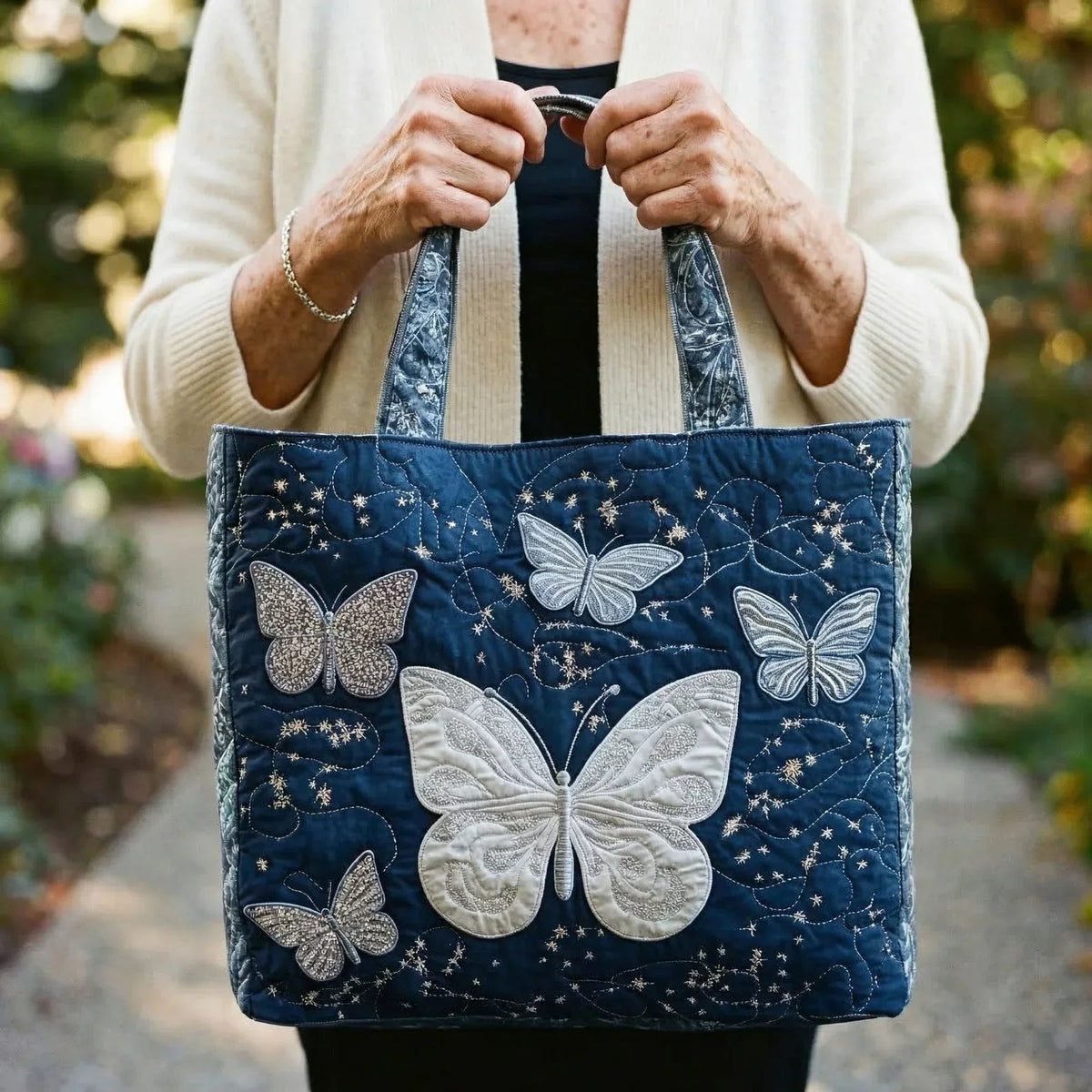 Women's Handmade Quilted Tote Bag - Dog, Cat and Floral Prints