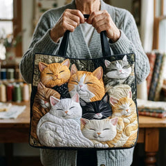 Women's Handmade Quilted Tote Bag - Dog, Cat and Floral Prints
