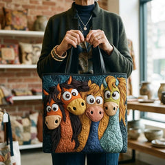Women's Handmade Quilted Tote Bag - Dog, Cat and Floral Prints