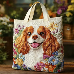 Women's Handmade Quilted Tote Bag - Dog, Cat and Floral Prints