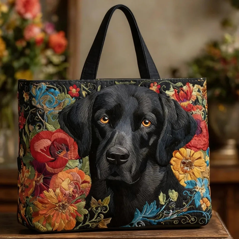 Women's Handmade Quilted Tote Bag - Dog, Cat and Floral Prints
