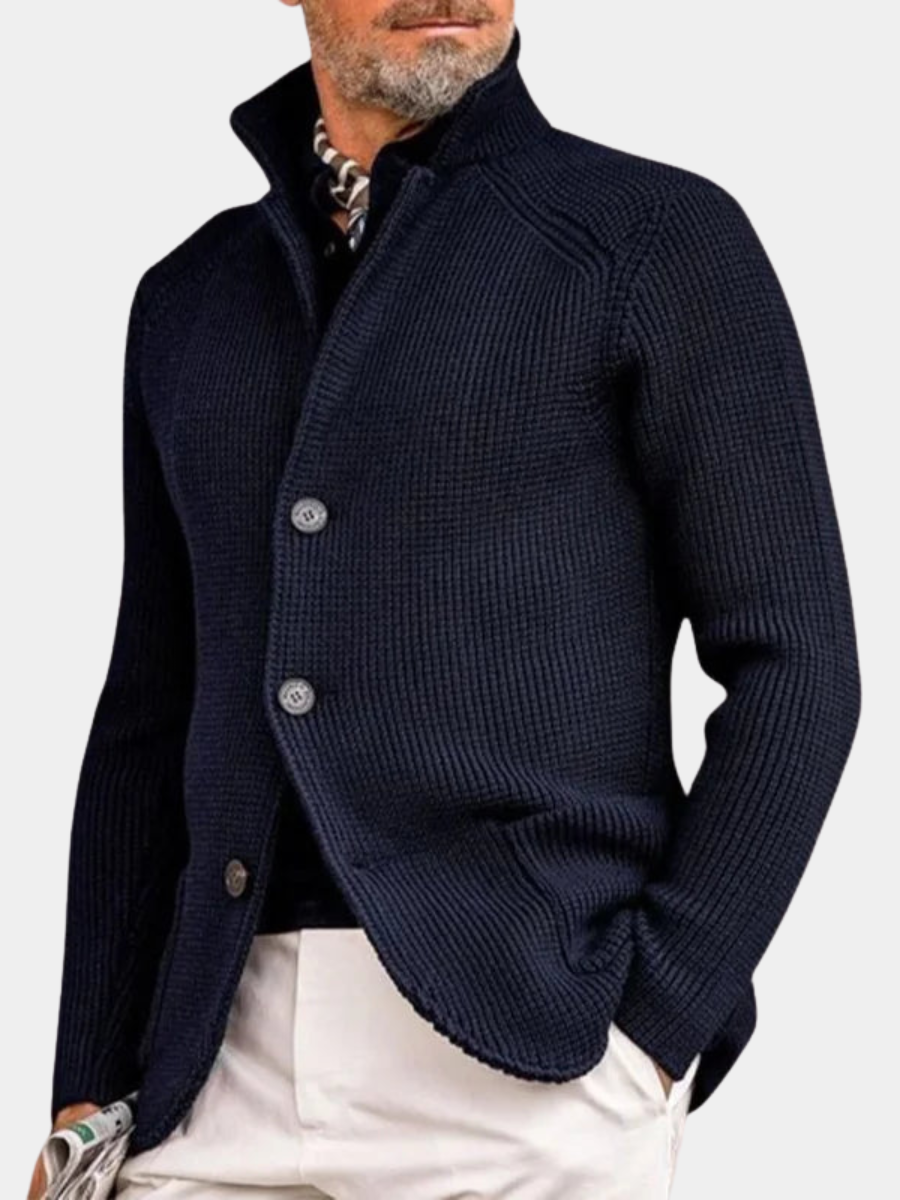 Cárdigan Hombre de Punto Cuello Alto con Botones