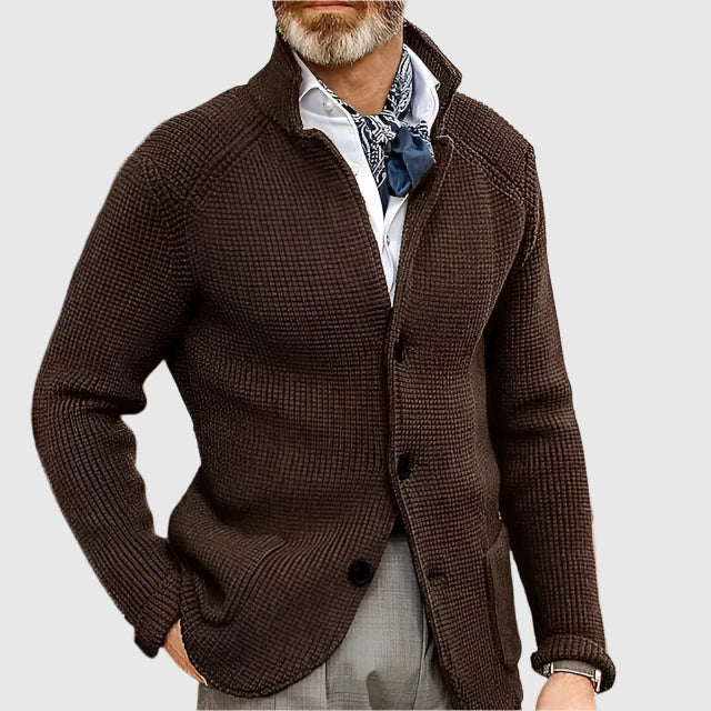 Cárdigan Hombre de Punto Cuello Alto con Botones