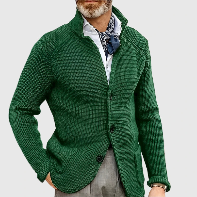 Cárdigan Hombre de Punto Cuello Alto con Botones