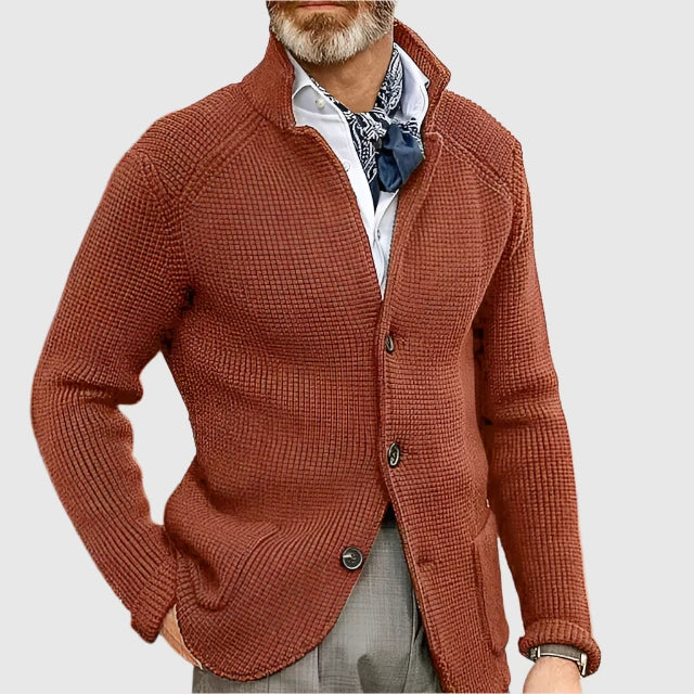 Cárdigan Hombre de Punto Cuello Alto con Botones