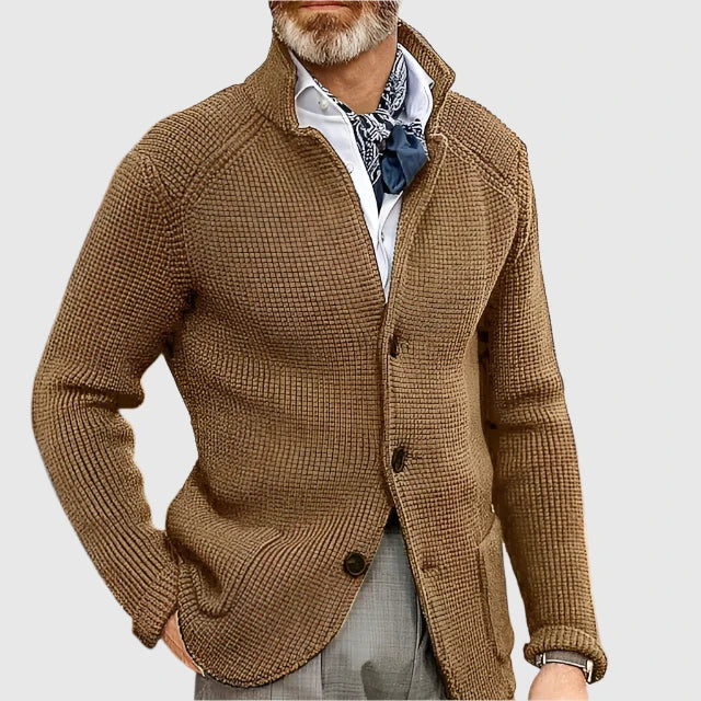 Cárdigan Hombre de Punto Cuello Alto con Botones