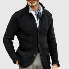 Men's High Neck Knit Cardigan - Button Front