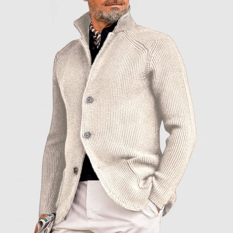 Cárdigan Hombre de Punto Cuello Alto con Botones
