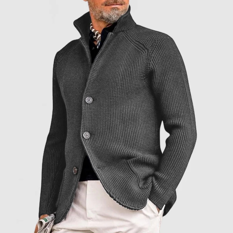Cárdigan Hombre de Punto Cuello Alto con Botones
