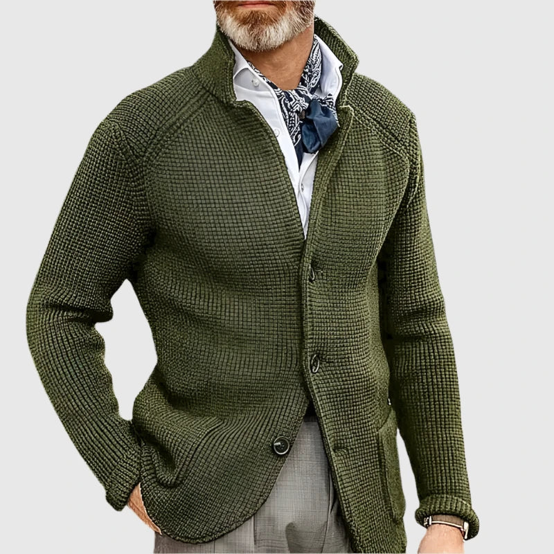 Cárdigan Hombre de Punto Cuello Alto con Botones